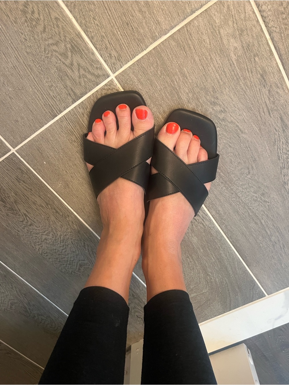 GAP Black Crisscross Slide Sandals